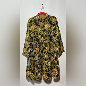 Dress Addict 100% Cotton Floral  Knee Length Button Down Dress Size Small‎